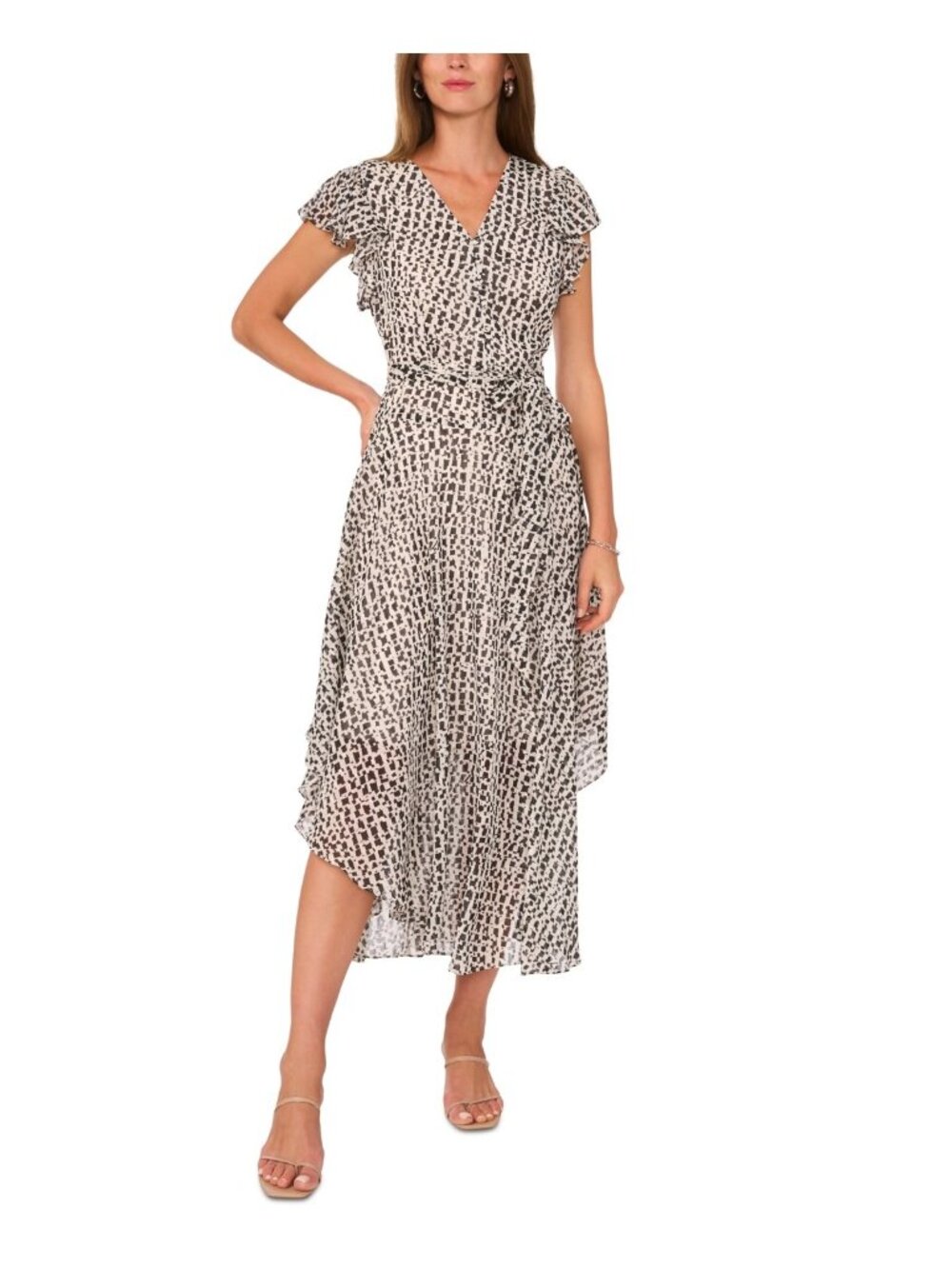 NWT Vince Camuto Black & White Paradise Chic Wrap Dress XL MSRP $109